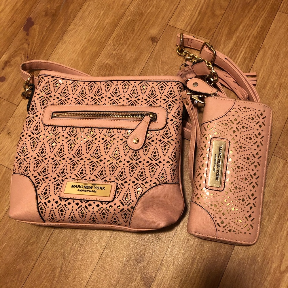Marc New York Pink and Gold Purse/Wallet Combo